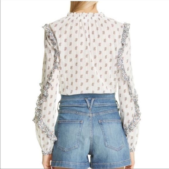 NWT Veronica Beard Abra Stamped Floral Top White Blouse - Picture 6 of 15